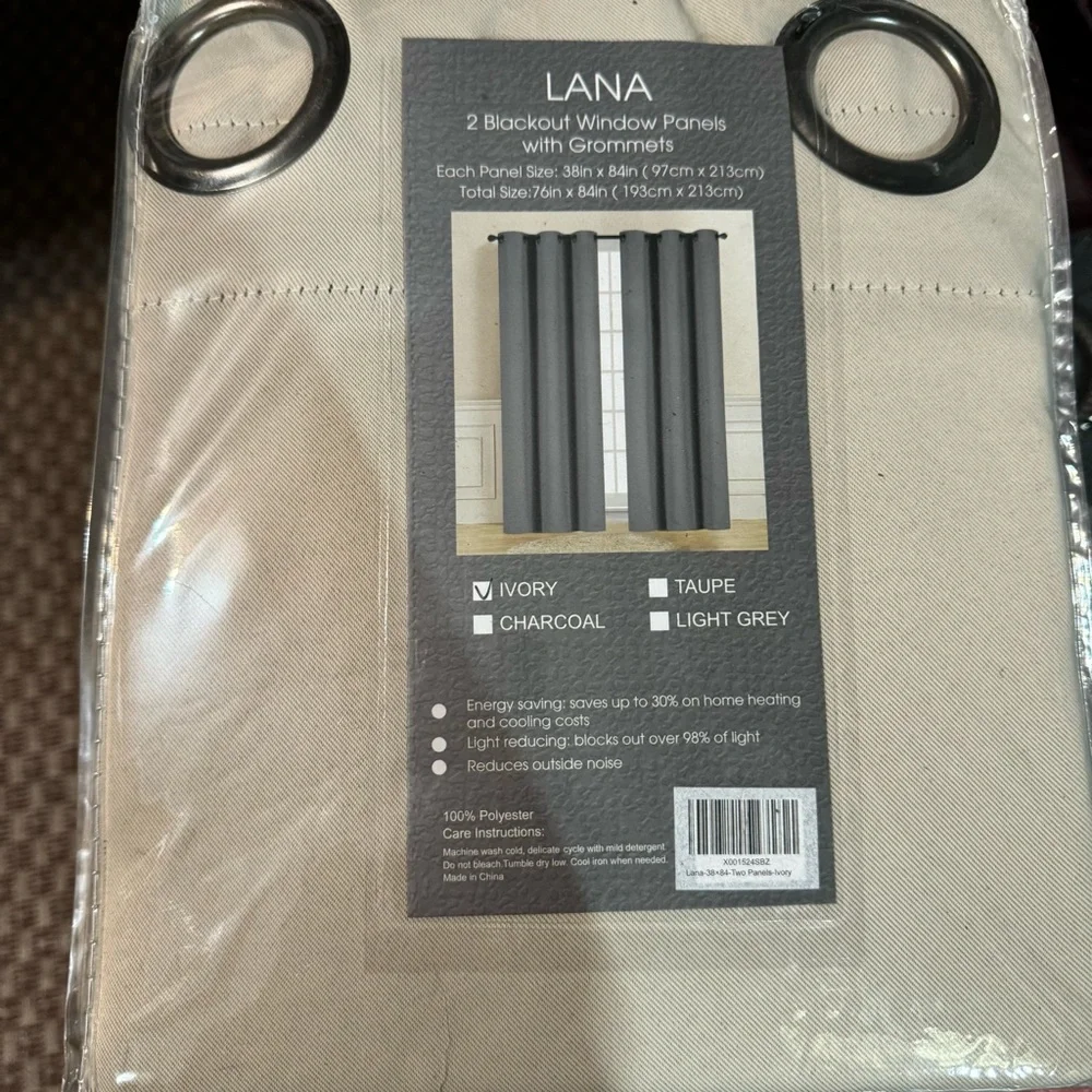 Lana Ivory 2 Blackout window panels with grommets
